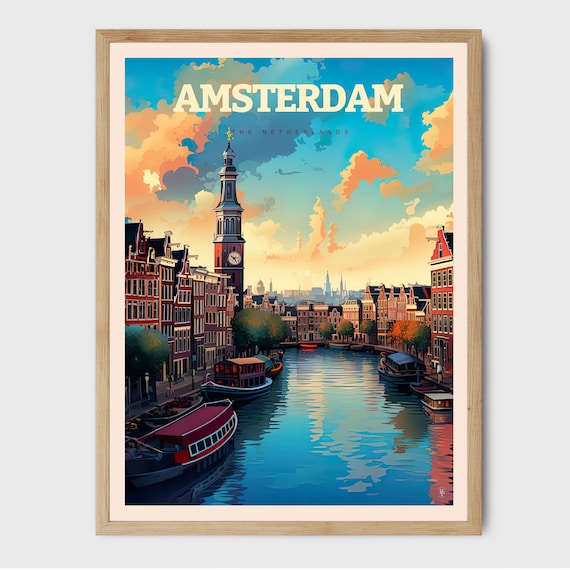 Amsterdam Vintage Travel Poster Print, Netherlands