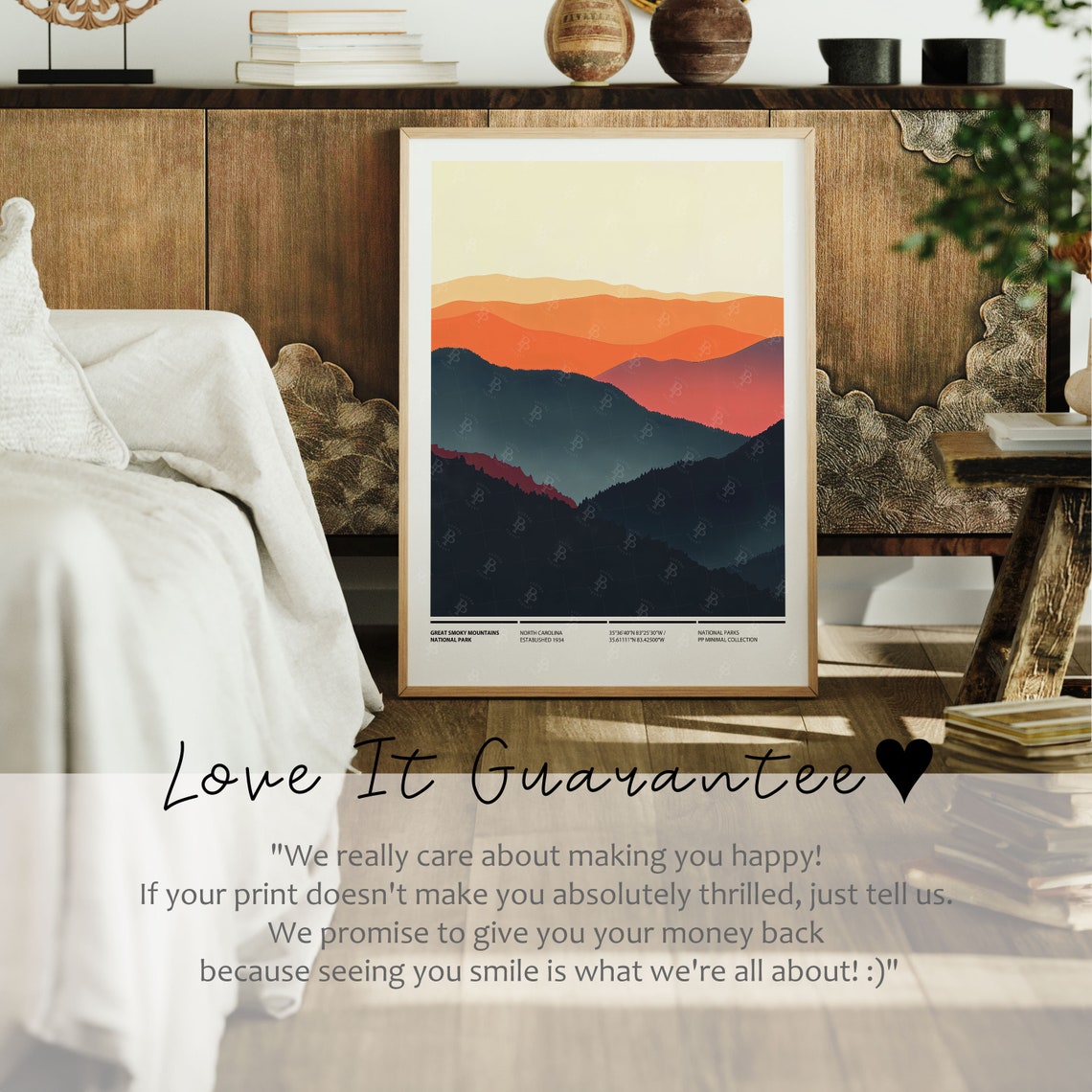 Great Smoky Mountains National Park Layered Sunset Ridges Wall Print - Image 2