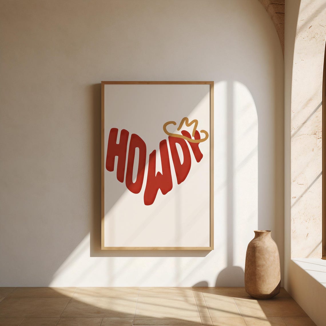 Howdy Cowboy Hat Western Typography Bold Country Decor Wall Art