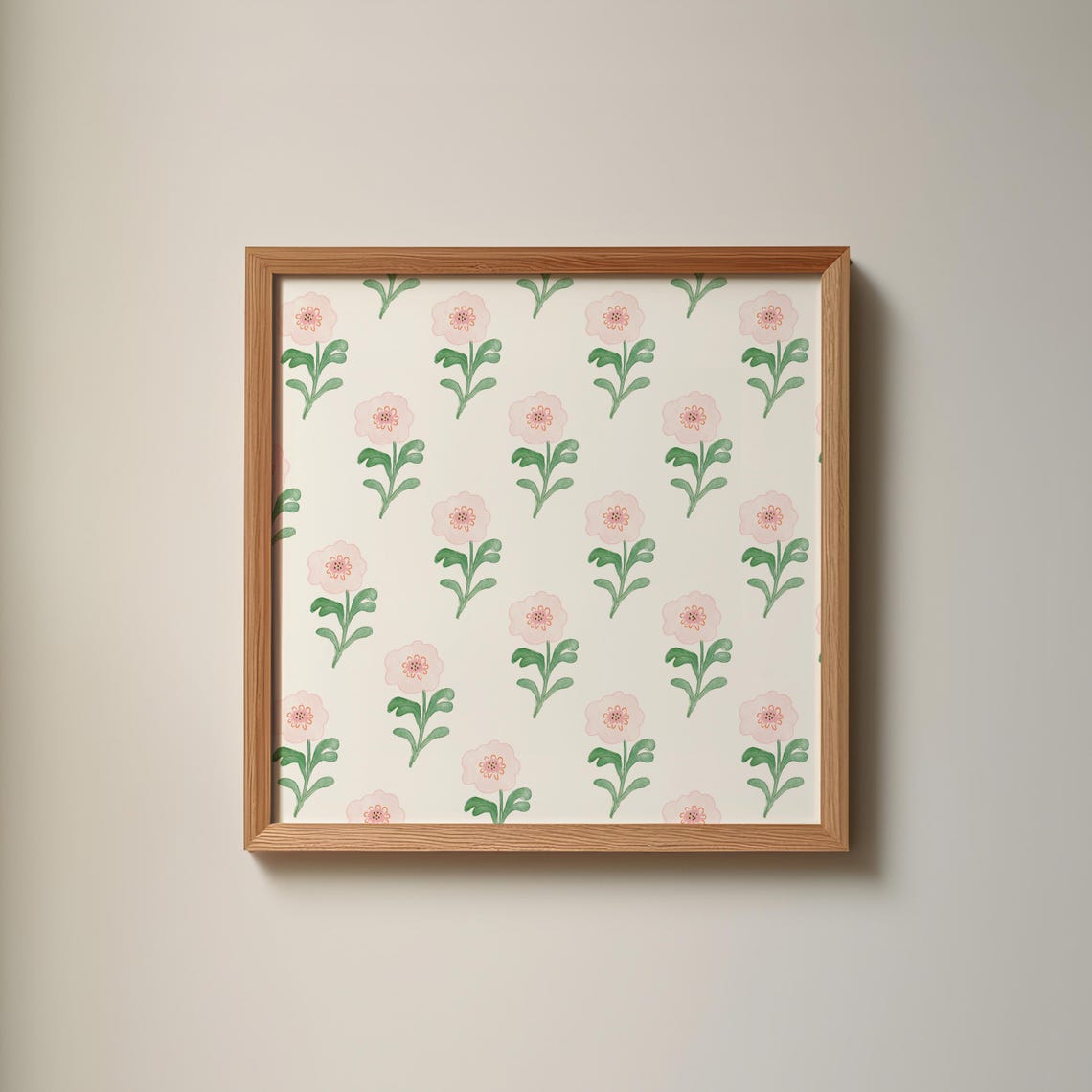 Blush Pink Watercolor Daisy Repeating Pattern Blush Floral Poster - Image 2