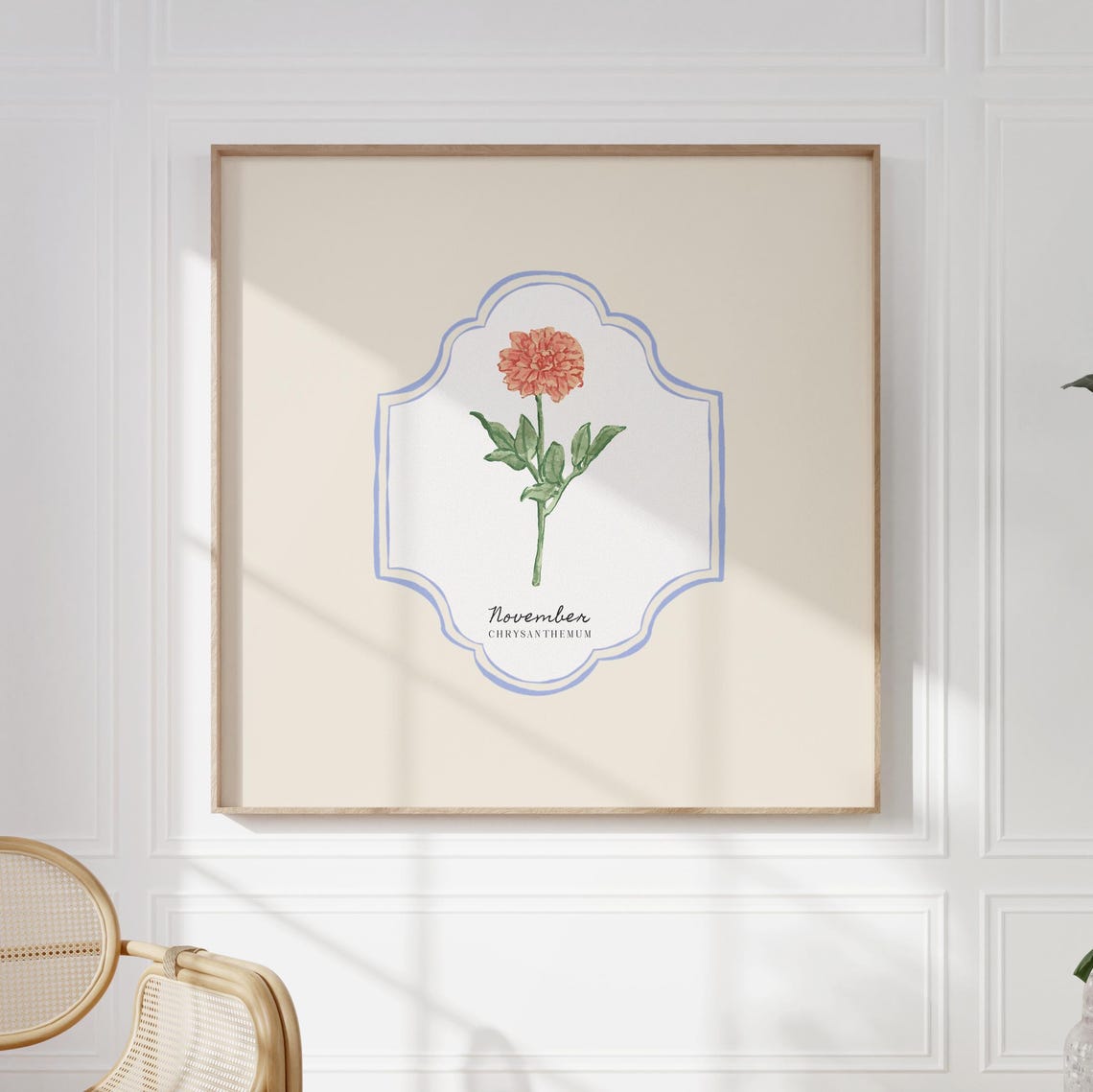 November Chrysanthemum Birth Flower Vintage Botanical Wall Poster - Image 5