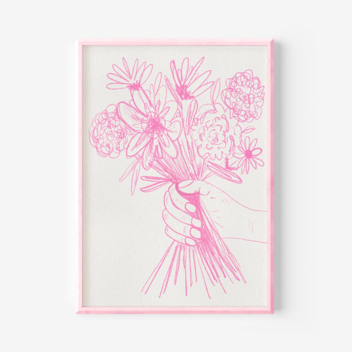 Buy Myself Flowers Abstract Line Drawing Art Print - Image 2