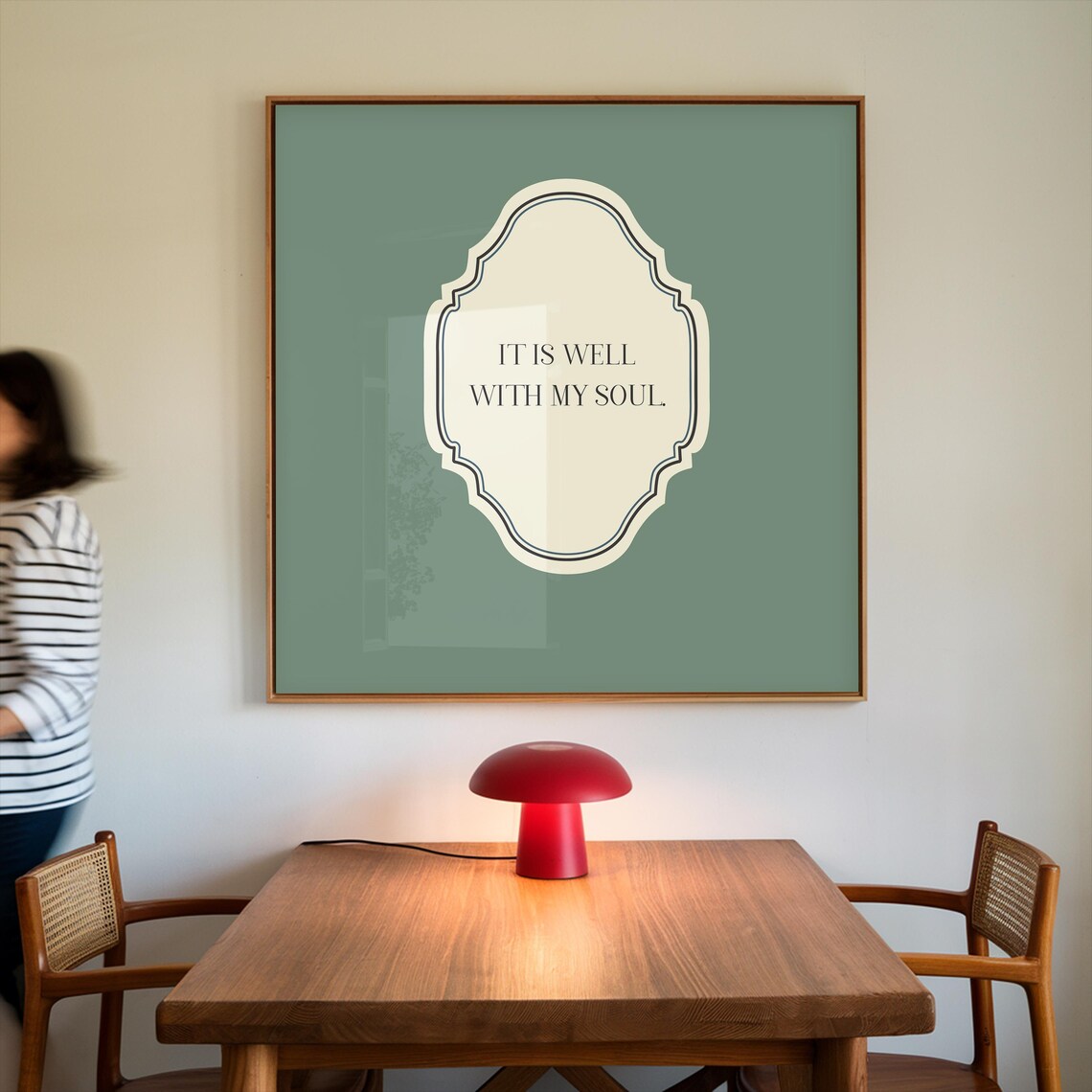 Sage Green Square It Is Well With My Soul Quote Ornate Faith Poster - Image 3