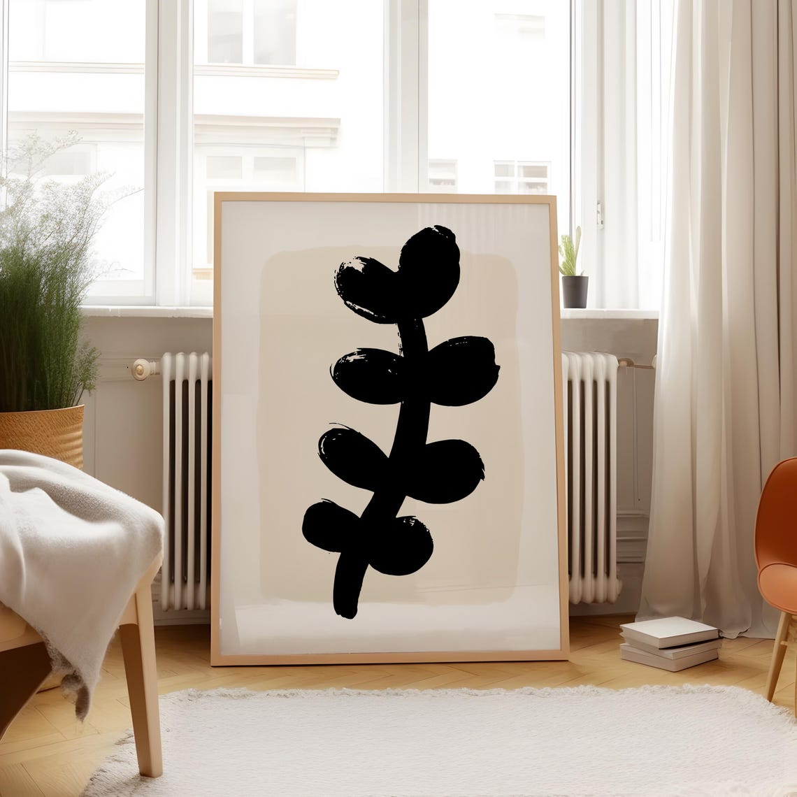 Abstract Black Botanical Stems Brushstroke Modern Minimalist Art Print - Image 4