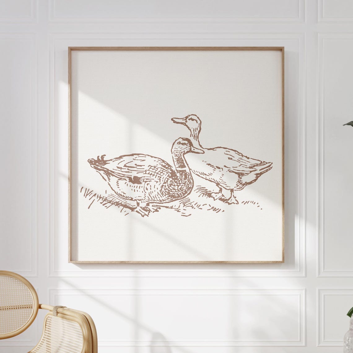 Vintage Brown Duck Engraving Farmhouse Country Kitchen Poster