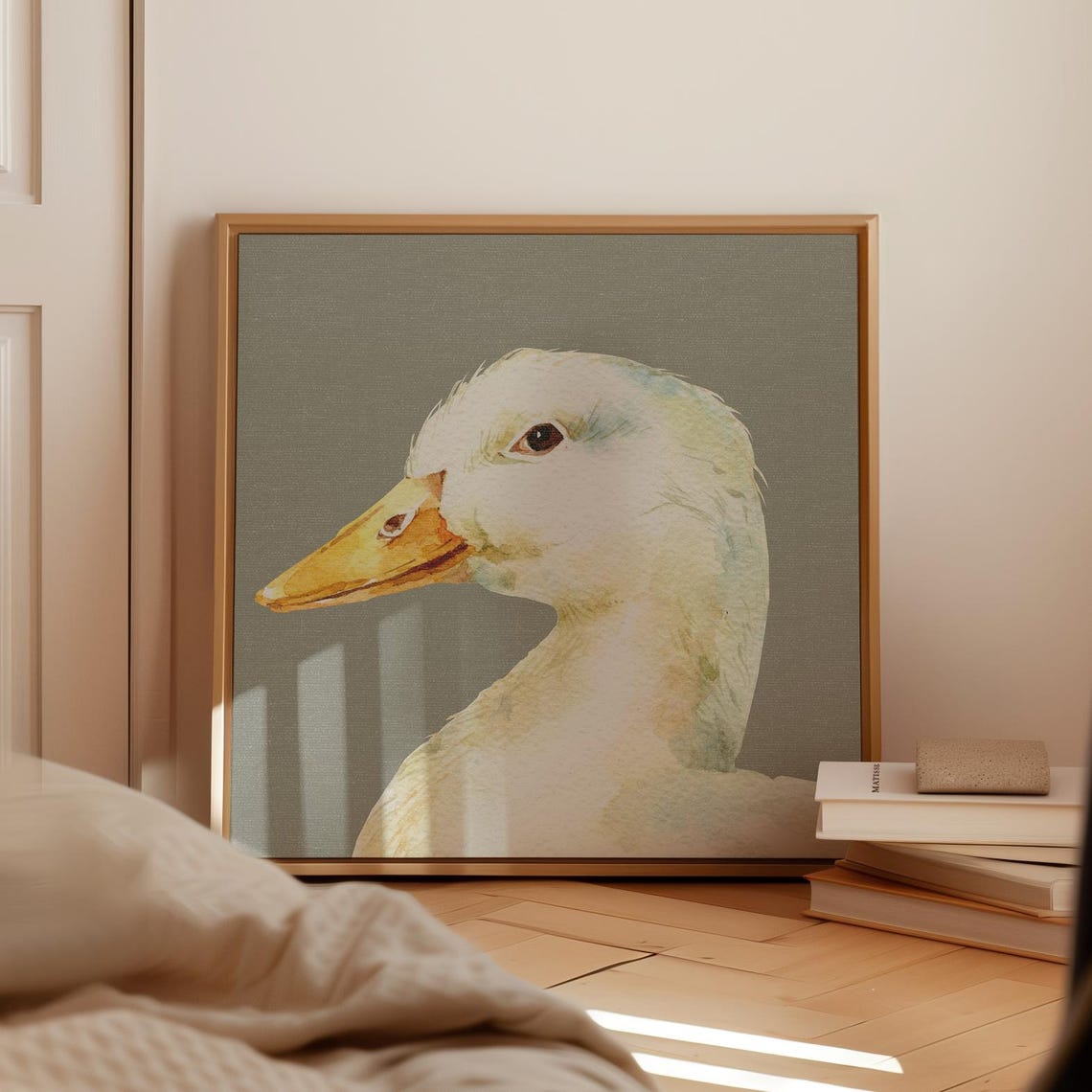 Olive Duck Square Print Instant Wall Art Trendy Decor Illustration Living Room Art Nursery Art