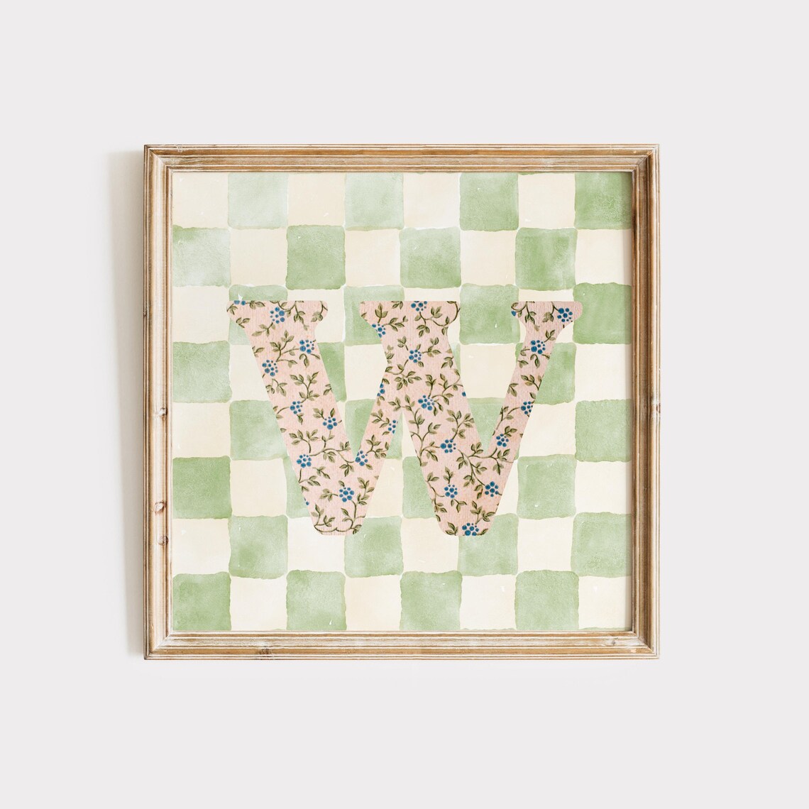 W Square Initial Personalized Watercolor Gift - Image 5