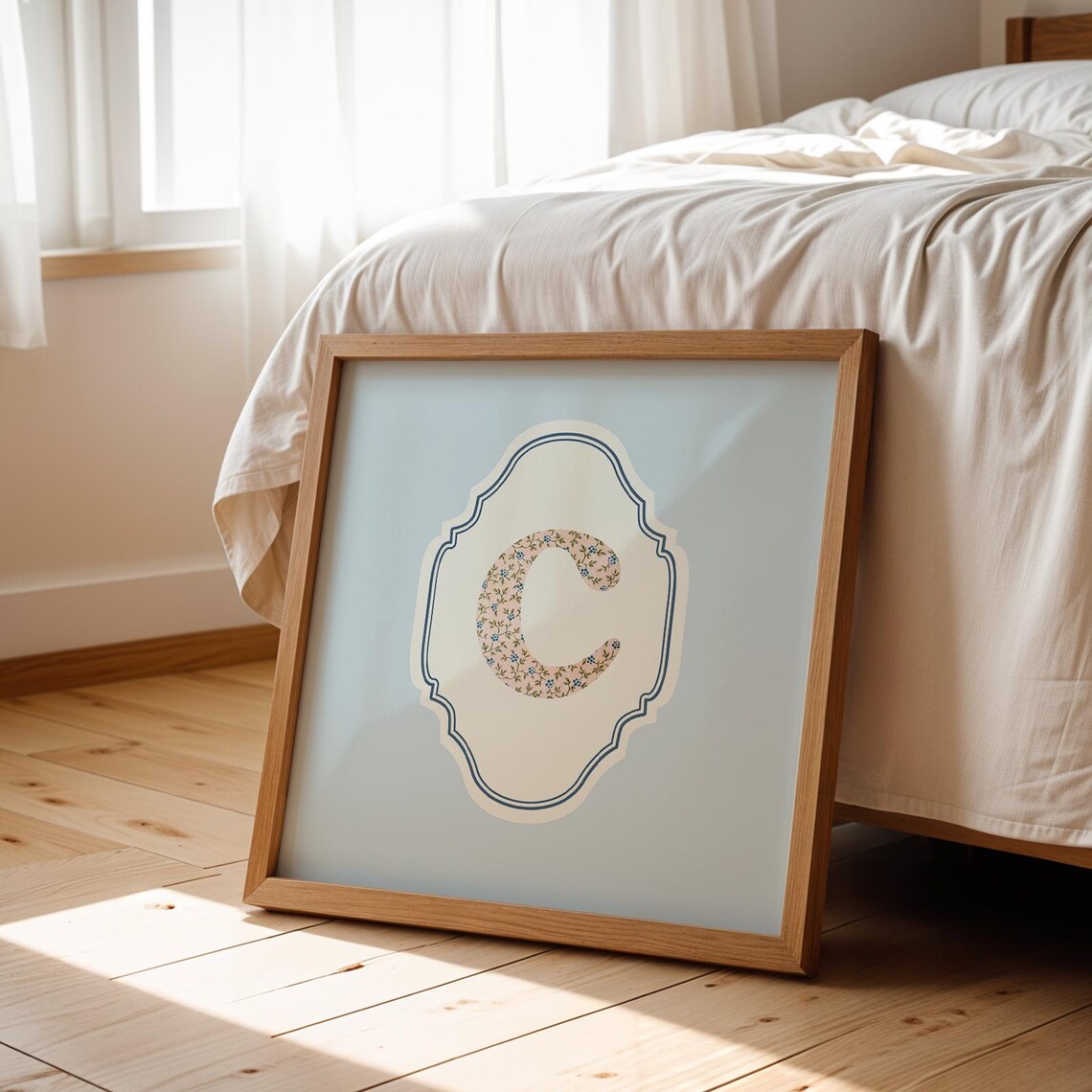 C Square Initial Personalized Watercolor Gift - Image 2