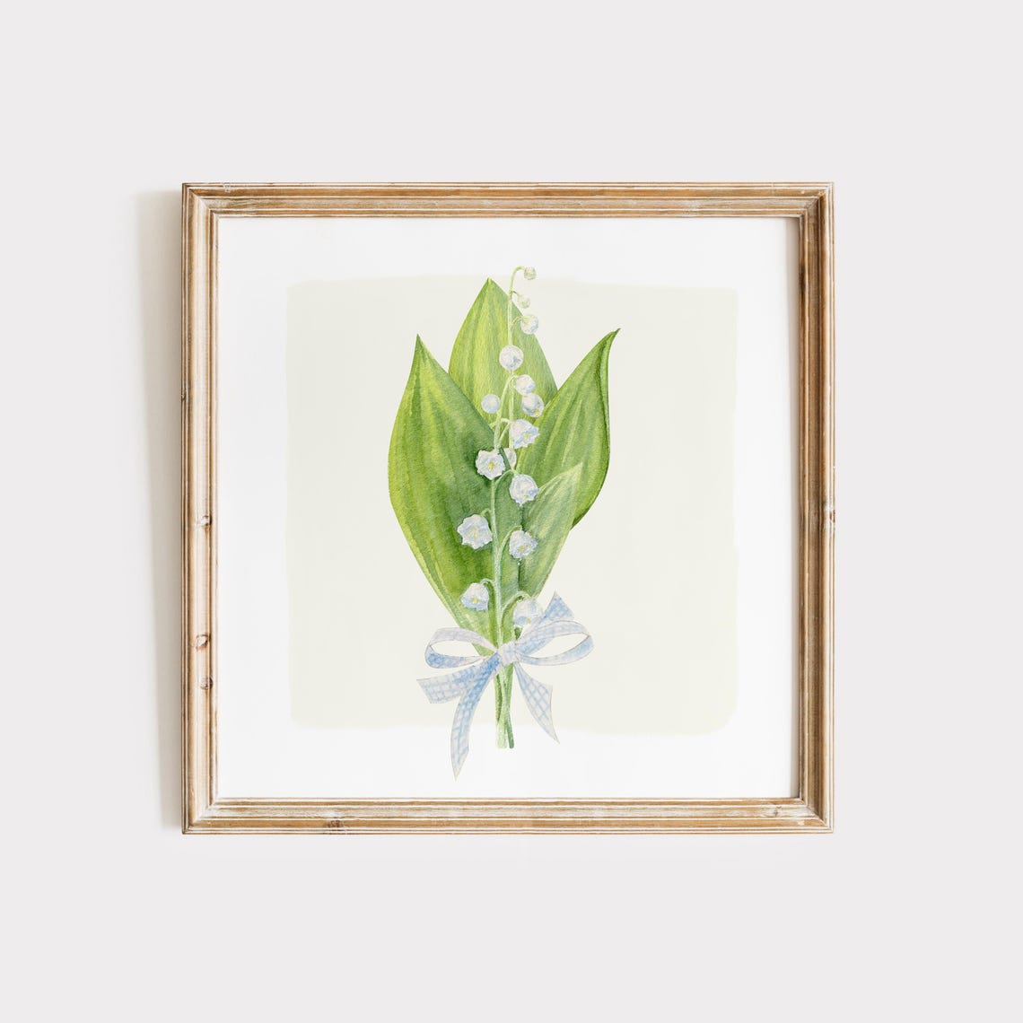 Lily Of The Valley Bouquet With Gingham Bow Watercolor Print