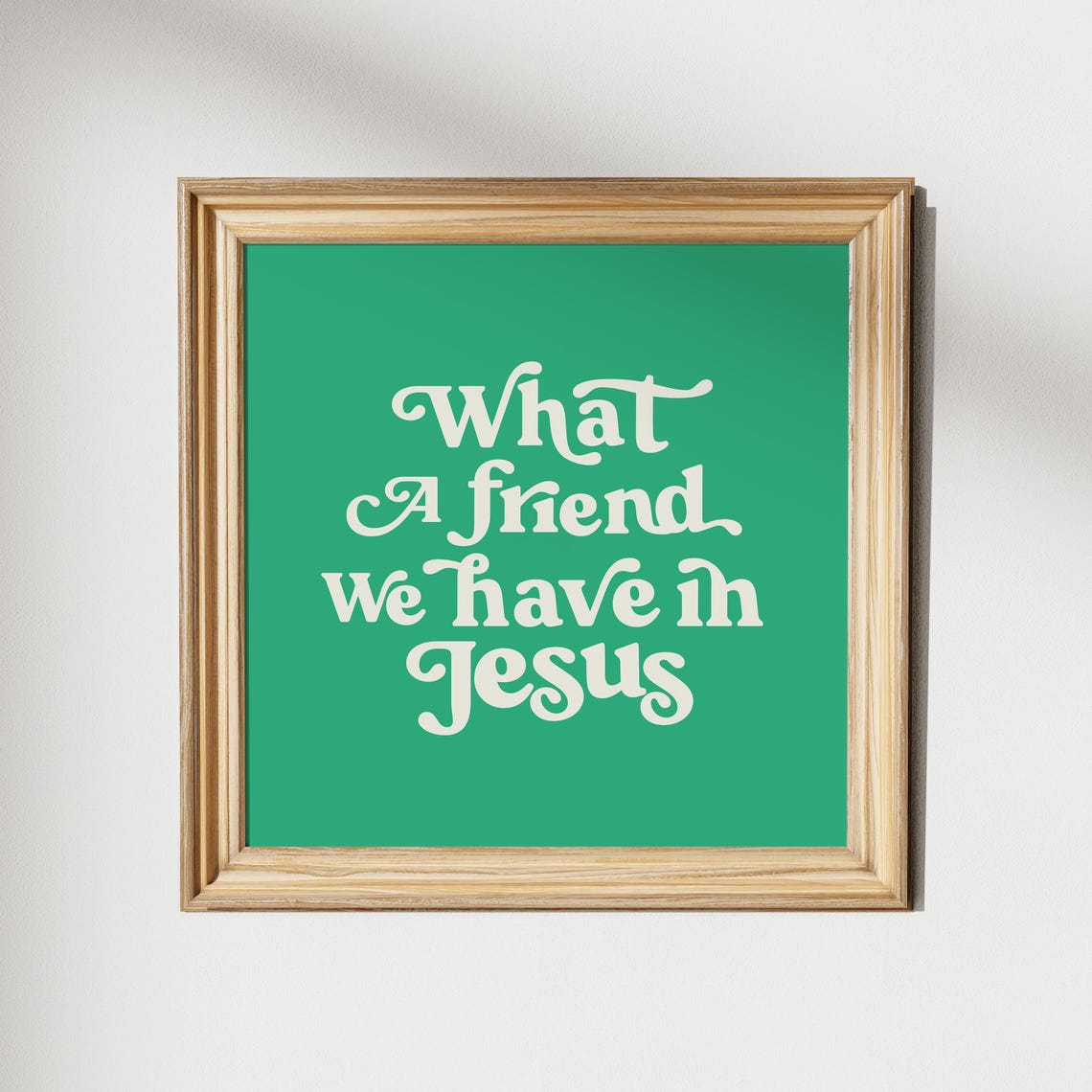 What a Friend We Have in Jesus Cream Retro Script on Green Poster - Image 2