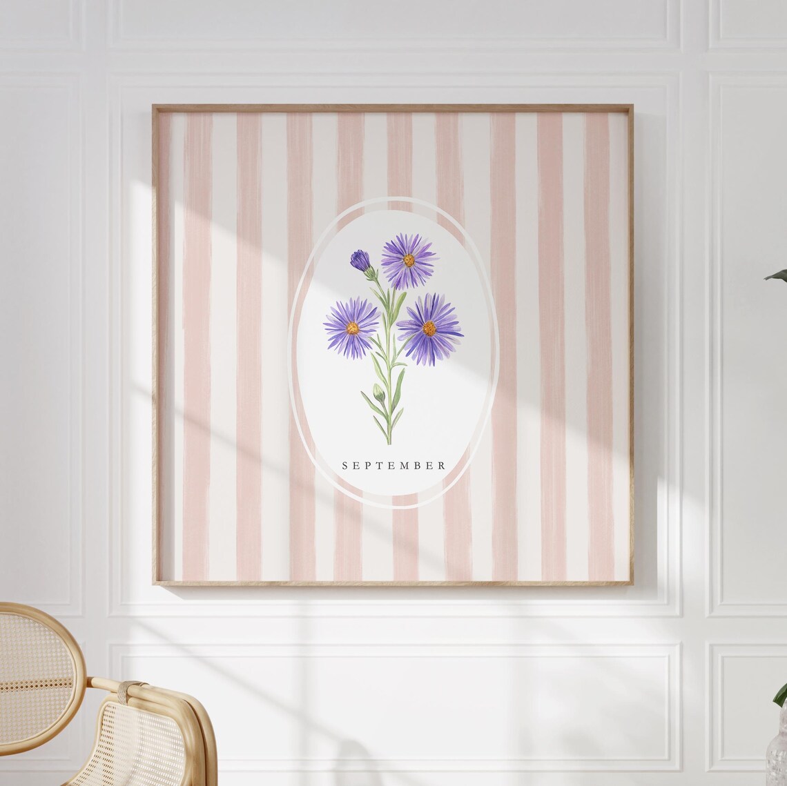 September Aster Birth Month Purple Watercolor Flower Art Poster - Image 3