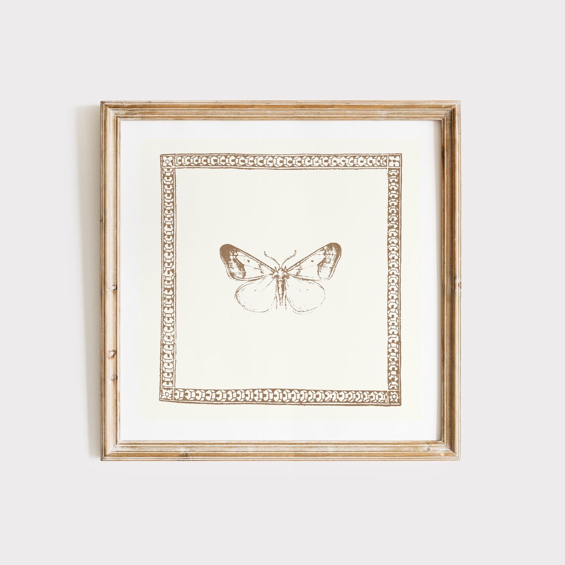 Vintage Minimal Butterfly Art Print, Mocha Brown