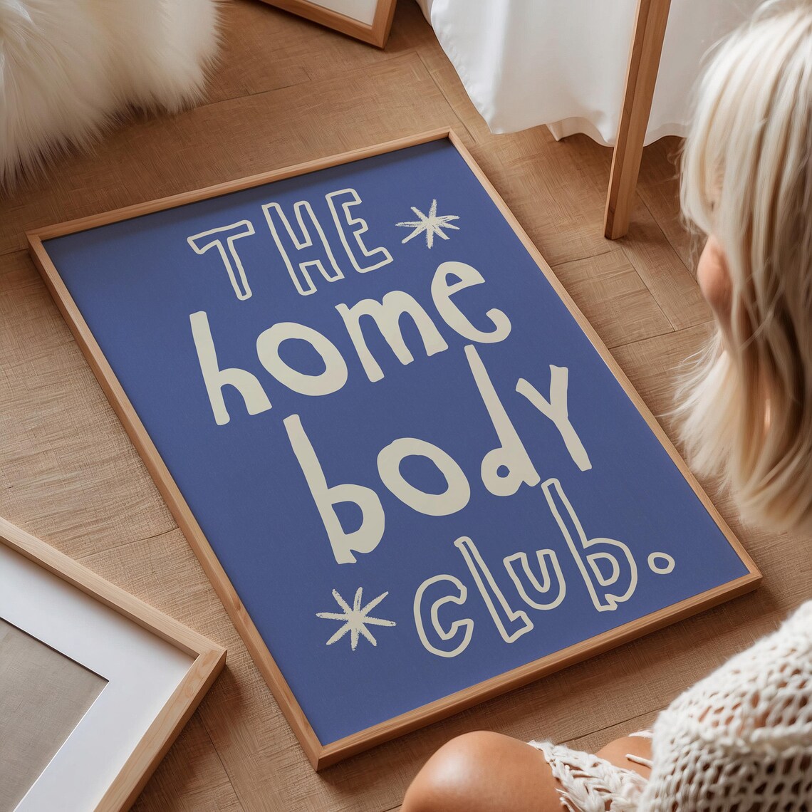 The Homebody Club Dark Blue Hand Lettered Quote Trendy Wall Art Print - Image 2