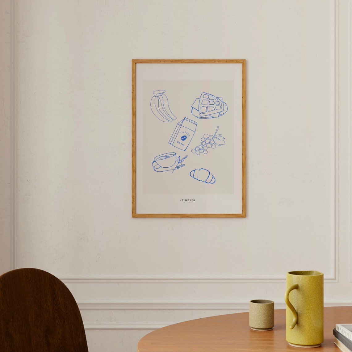 Le Brunch Blue Line Breakfast Food Illustration Kitchen Print - Image 3