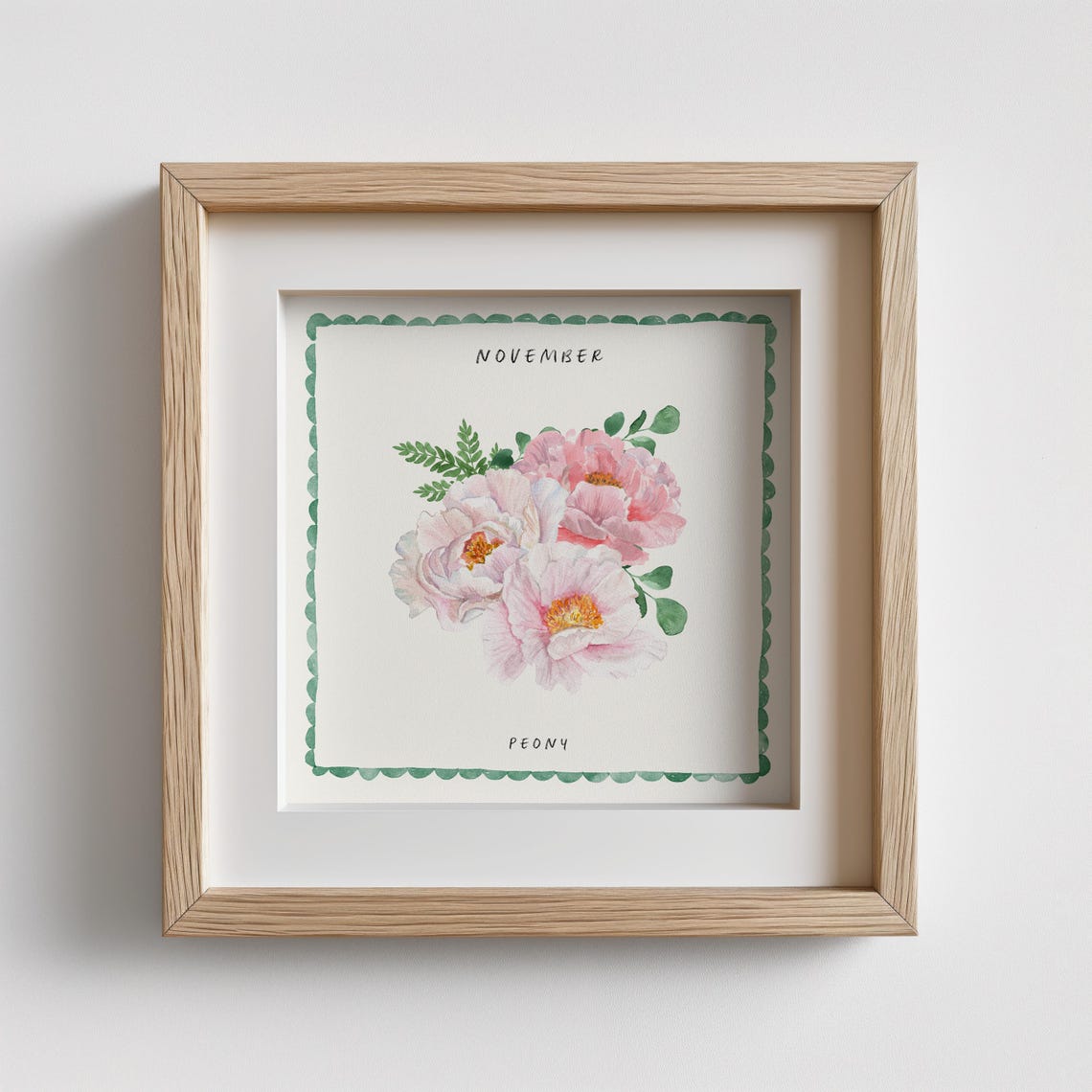 November Pink Peonies Watercolor Birth Month Flower Art Poster - Image 3