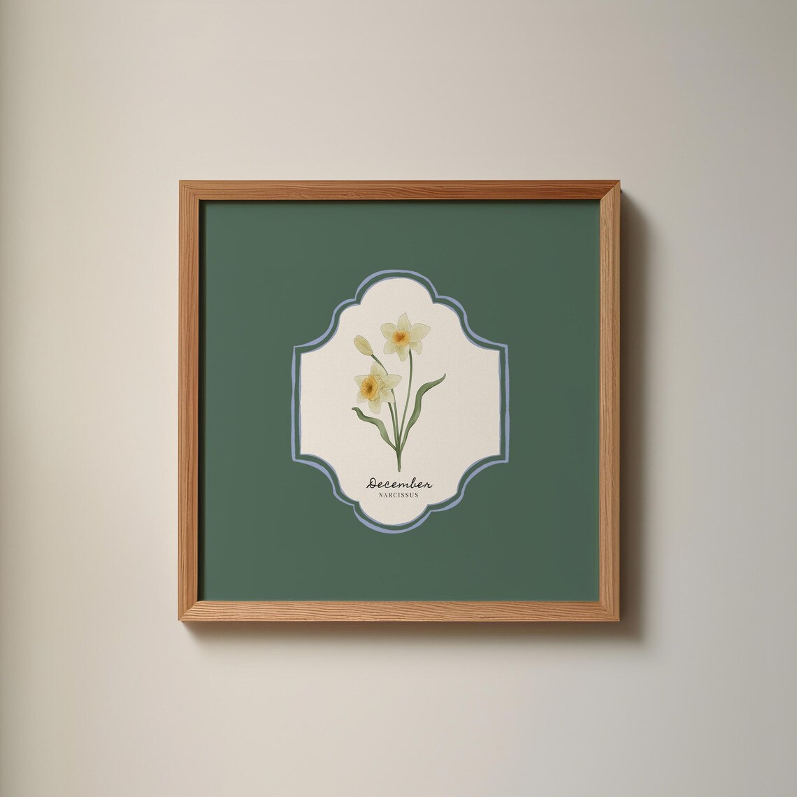 December Birth Month Flower, Personalized Gift Art Print