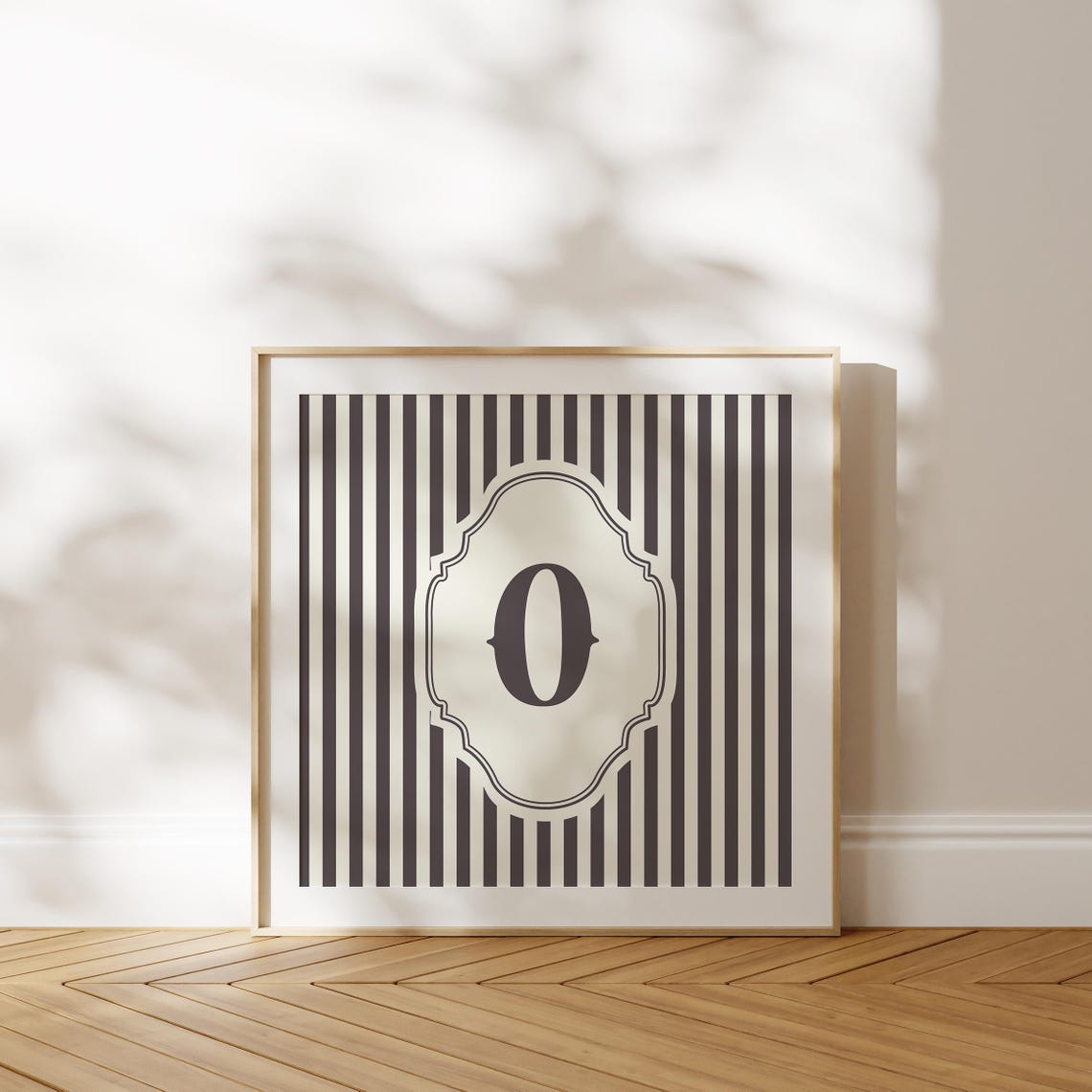 Letter O Black White Striped Vintage Monogram Initial Wall Poster - Image 5
