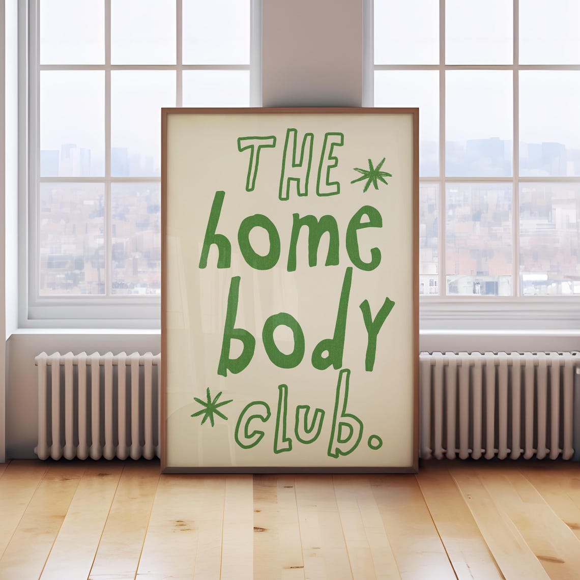 Homebody Club Green Lettering Cream Retro Fun Square Decor Poster - Image 2