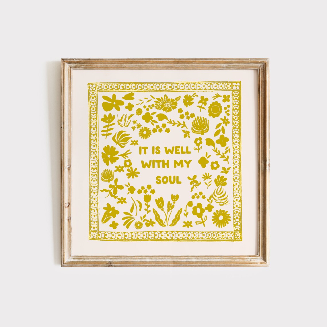 It Is Well with My Soul Mustard Gold Folk Art Christian Poster