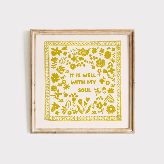 It Is Well with My Soul Mustard Gold Folk Art Christian Poster