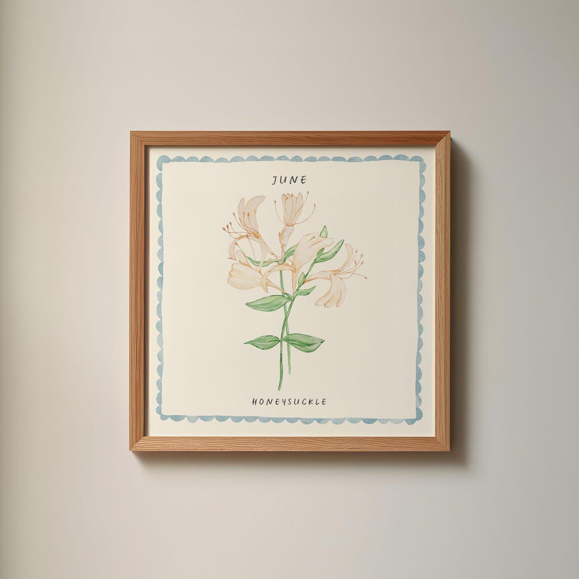 June Honeysuckle Birth Flower Watercolor Botanical Wall Art Print - Image 4