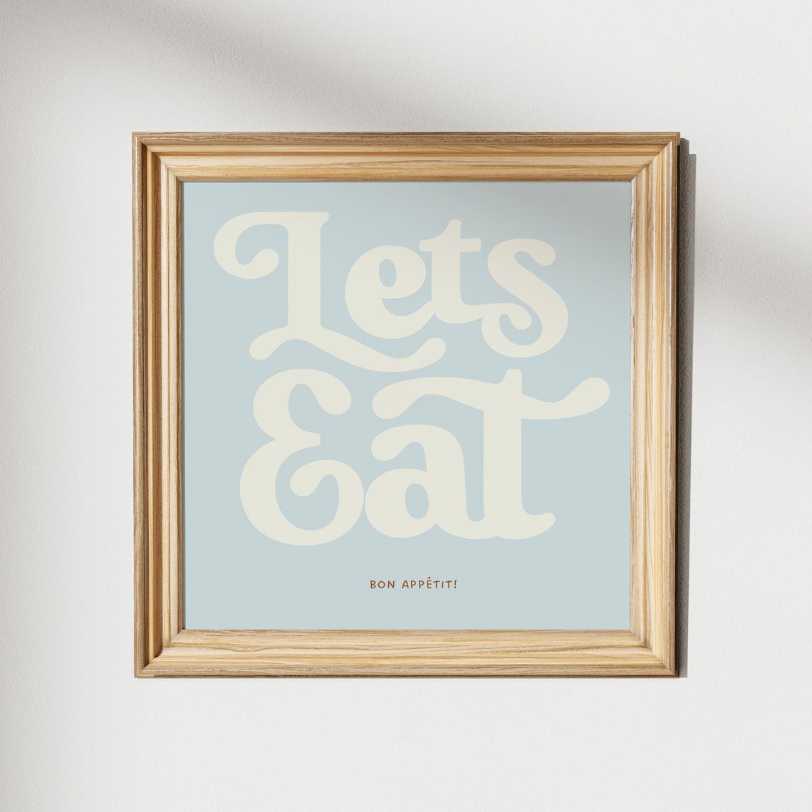 Cream Retro Lets Eat Script Typography on Dusty Blue Kitchen Poster - Image 2