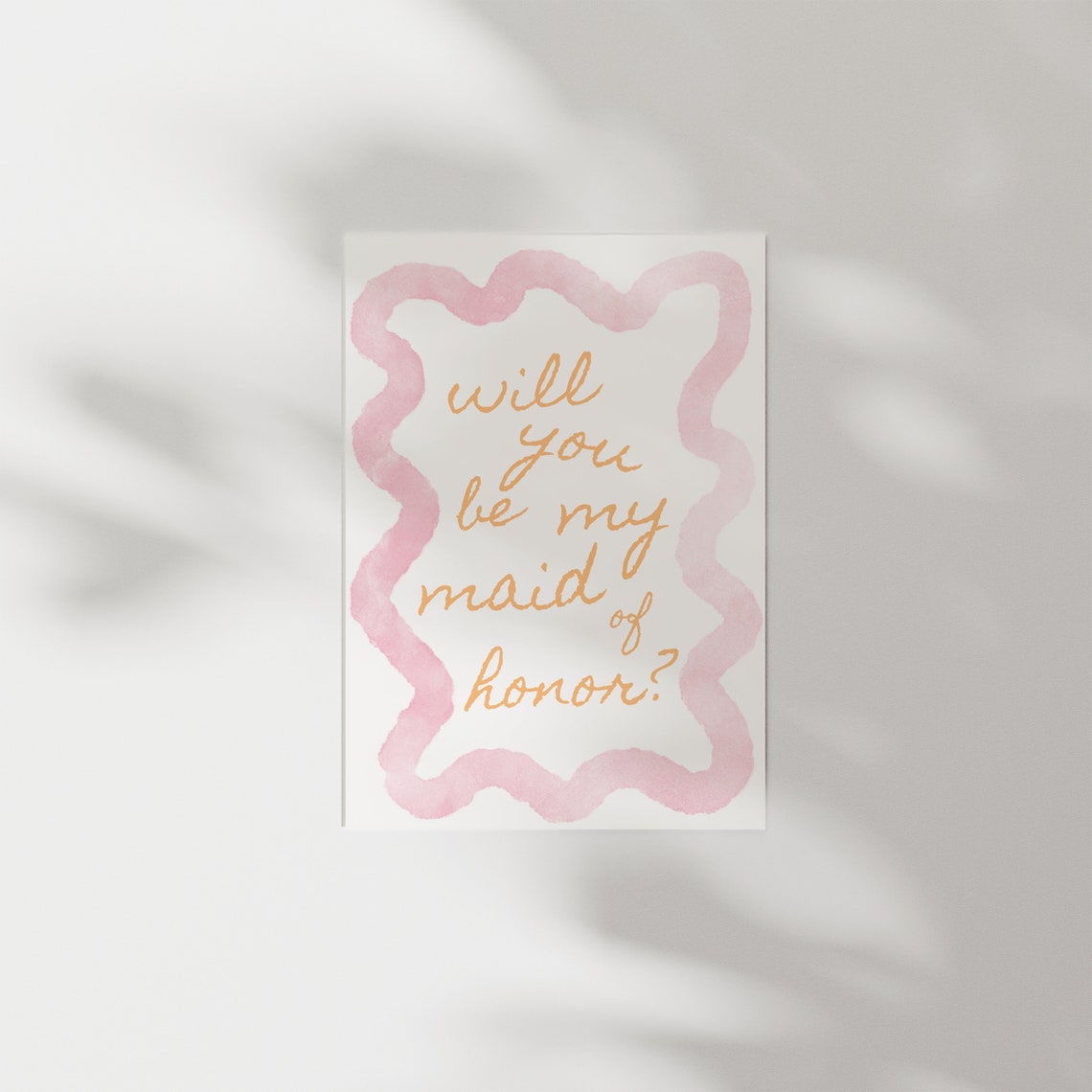 Will You Be My Maid of Honor Pink Watercolor Wavy Border Poster