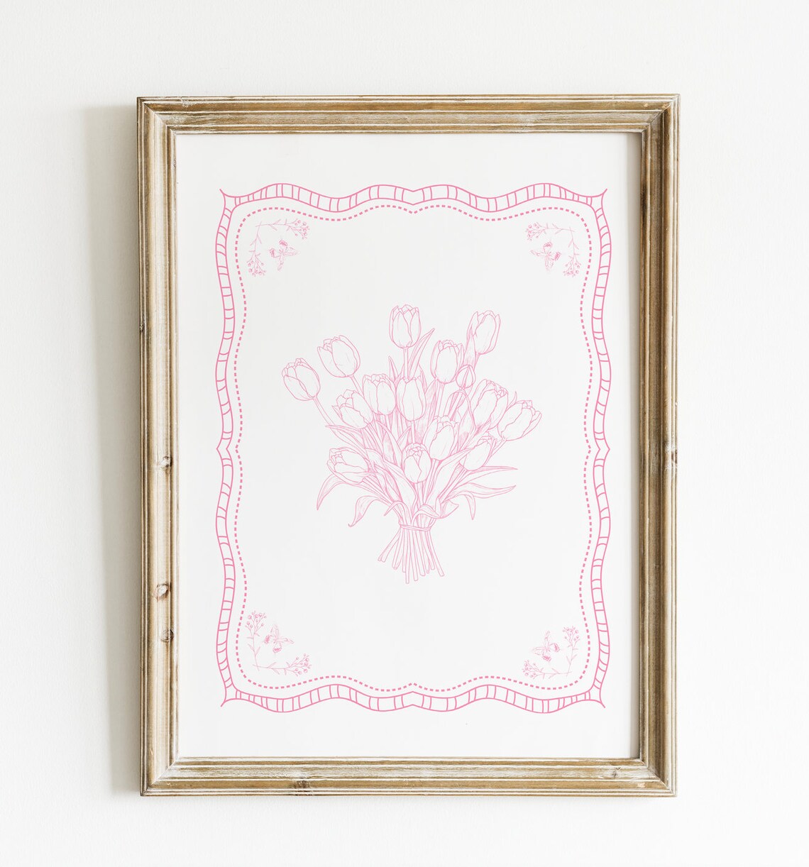 Pink Vintage Tulip Illustration Art Print, Botanical Decor - Image 2