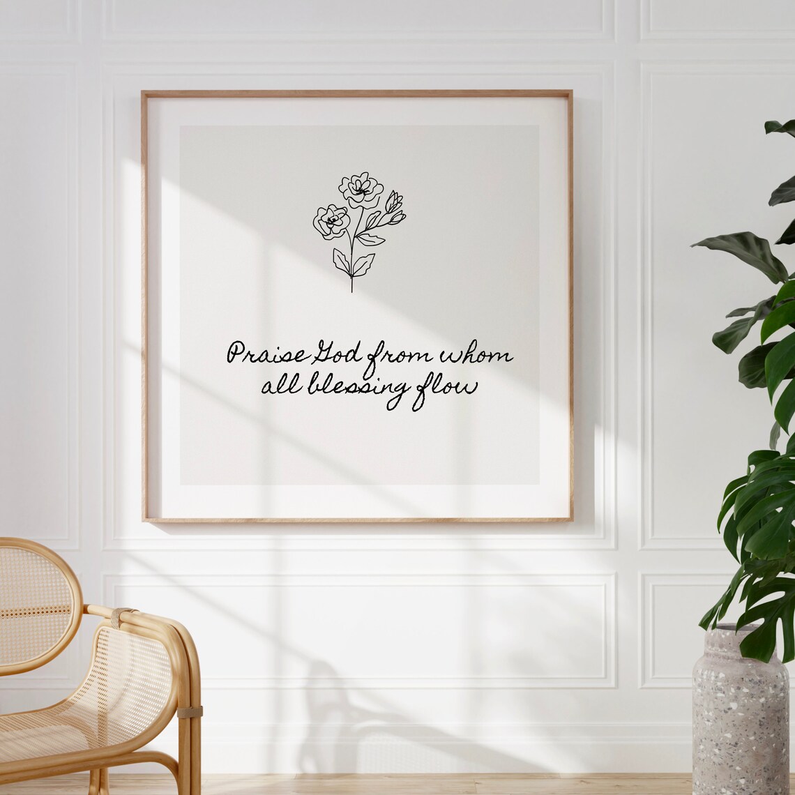 Praise God From Whom All Blessing Flow Square Print Instant Wall Art Kitchen Living Room Art Scripture - Image 2