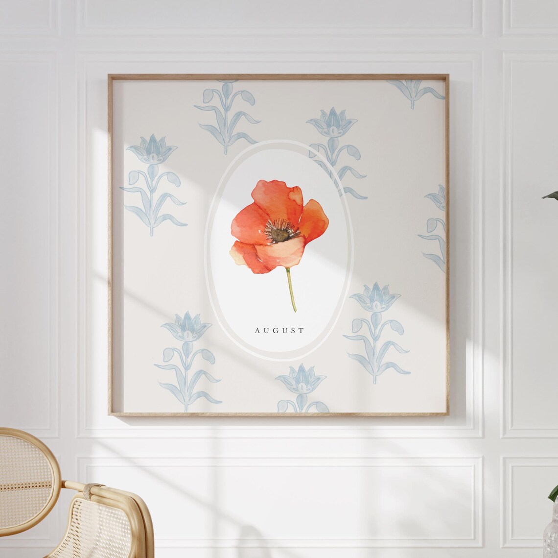 August Poppy Birth Month Flower Watercolor Botanical Art Poster - Image 3
