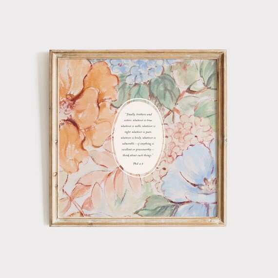 Floral Philippians 48 Print Instant Wall Art Trendy Decor Christian Illustration Living Room Art Kitchen