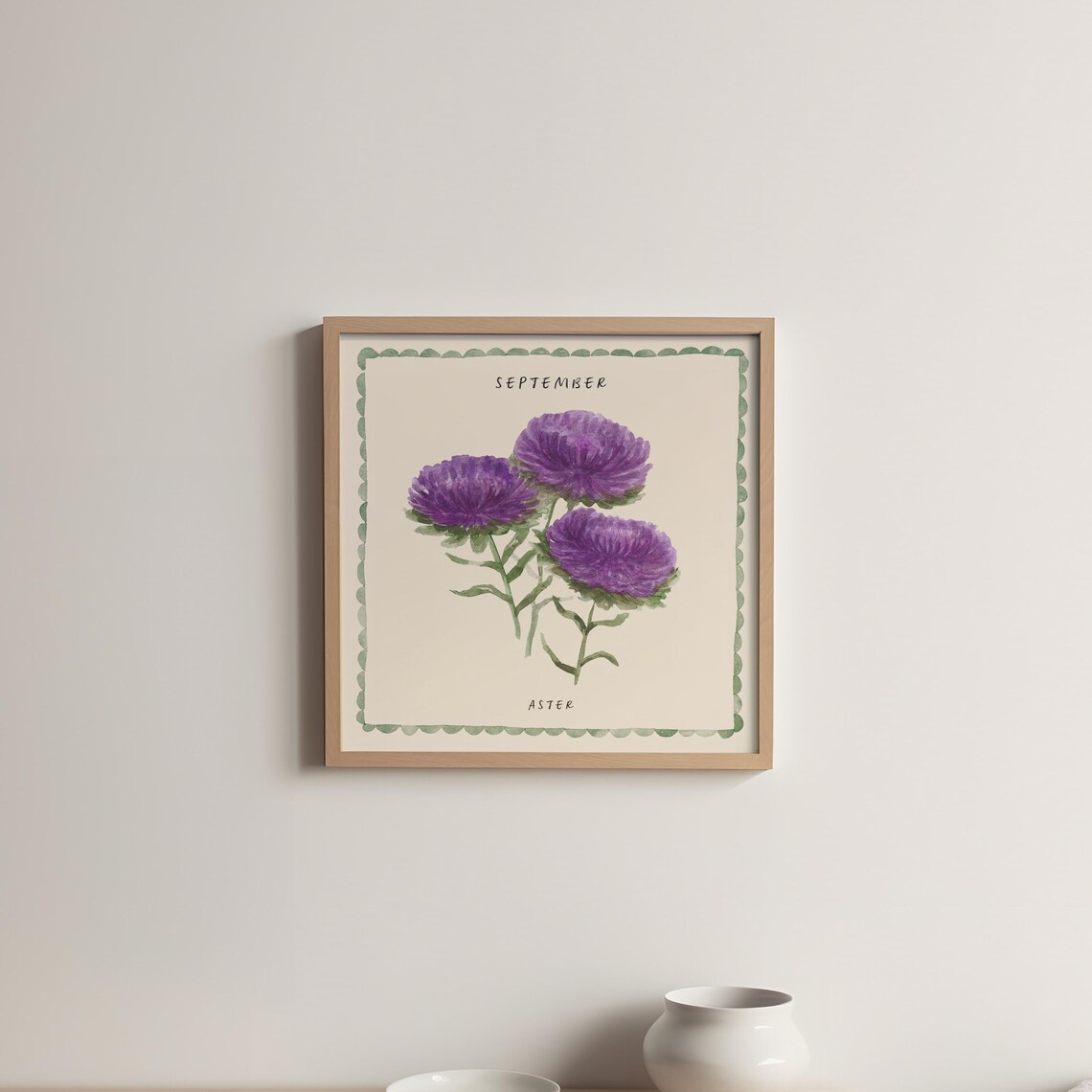 September Aster Watercolor Birth Month Flower Purple Bloom Art Poster - Image 5