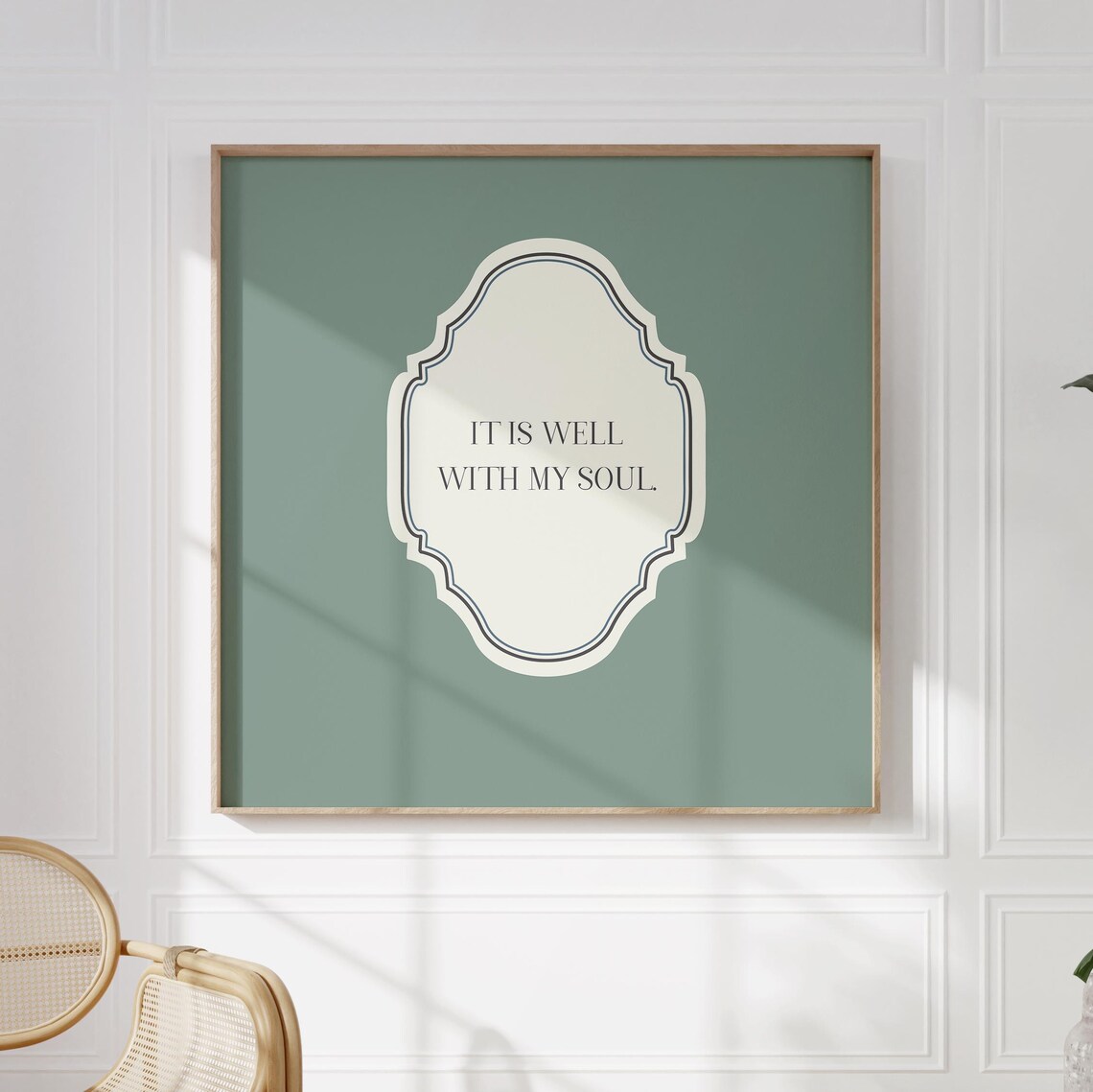 Sage Green Square It Is Well With My Soul Quote Ornate Faith Poster - Image 5
