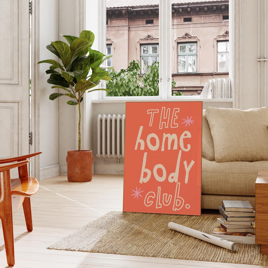 The Homebody Club Cherry Red Hand Lettered Quote Trendy Wall Art Print - Image 3
