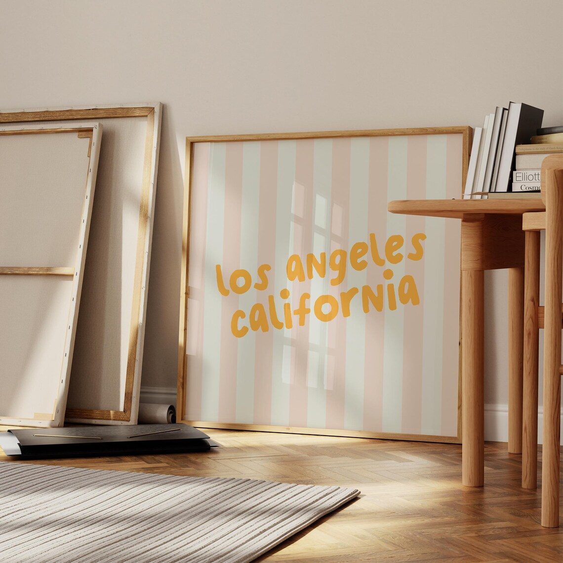 Los Angeles California Pink Striped Hand Lettered Retro Travel Poster - Image 4