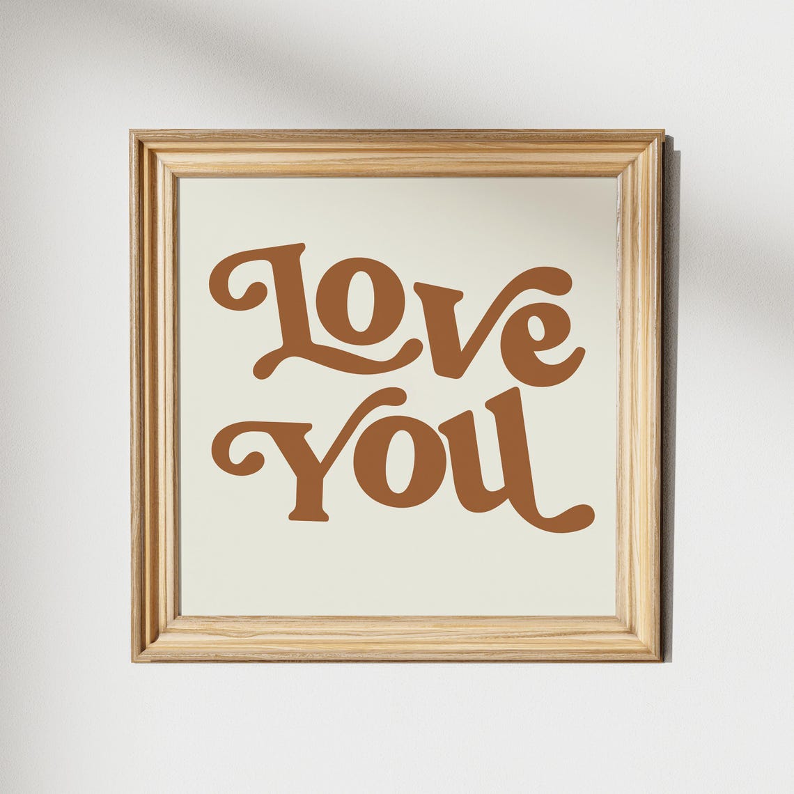 Love You Retro Script Brown on Cream Minimalist Typography Poster - Image 2