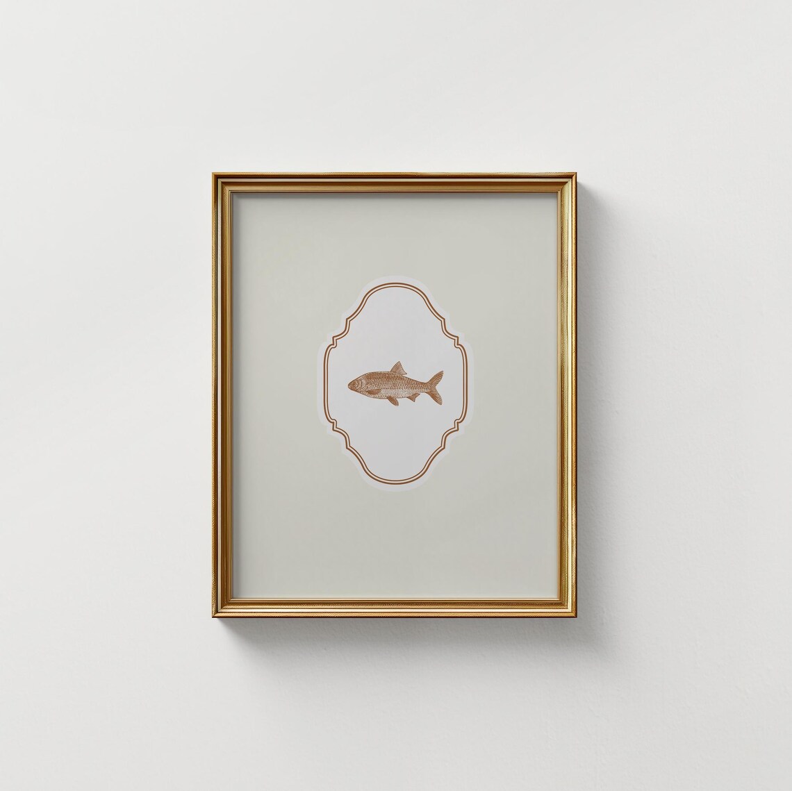 Cream Vertical Fish Illustration Print Wall Art Trendy Decor Coastal Decor Vintage - Image 5