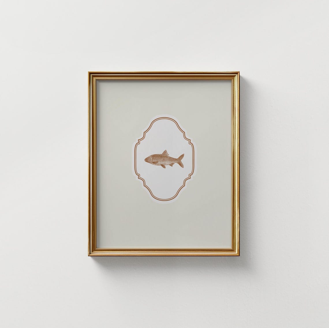 Cream Vintage Fish Engraving Poster Coastal Cottage Style Decor - Image 5