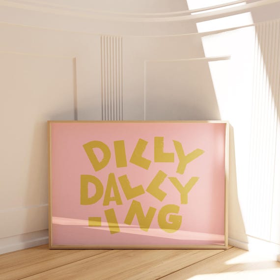 Pink Dilly Dallying Art Print, Nursery Classroom Decor