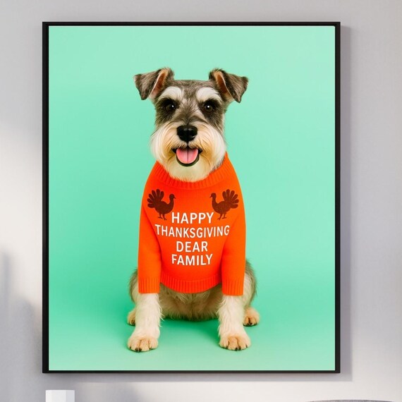 Miniature Schnauzer Thanksgiving Wall Art Photography Print Poster Gift For Owners