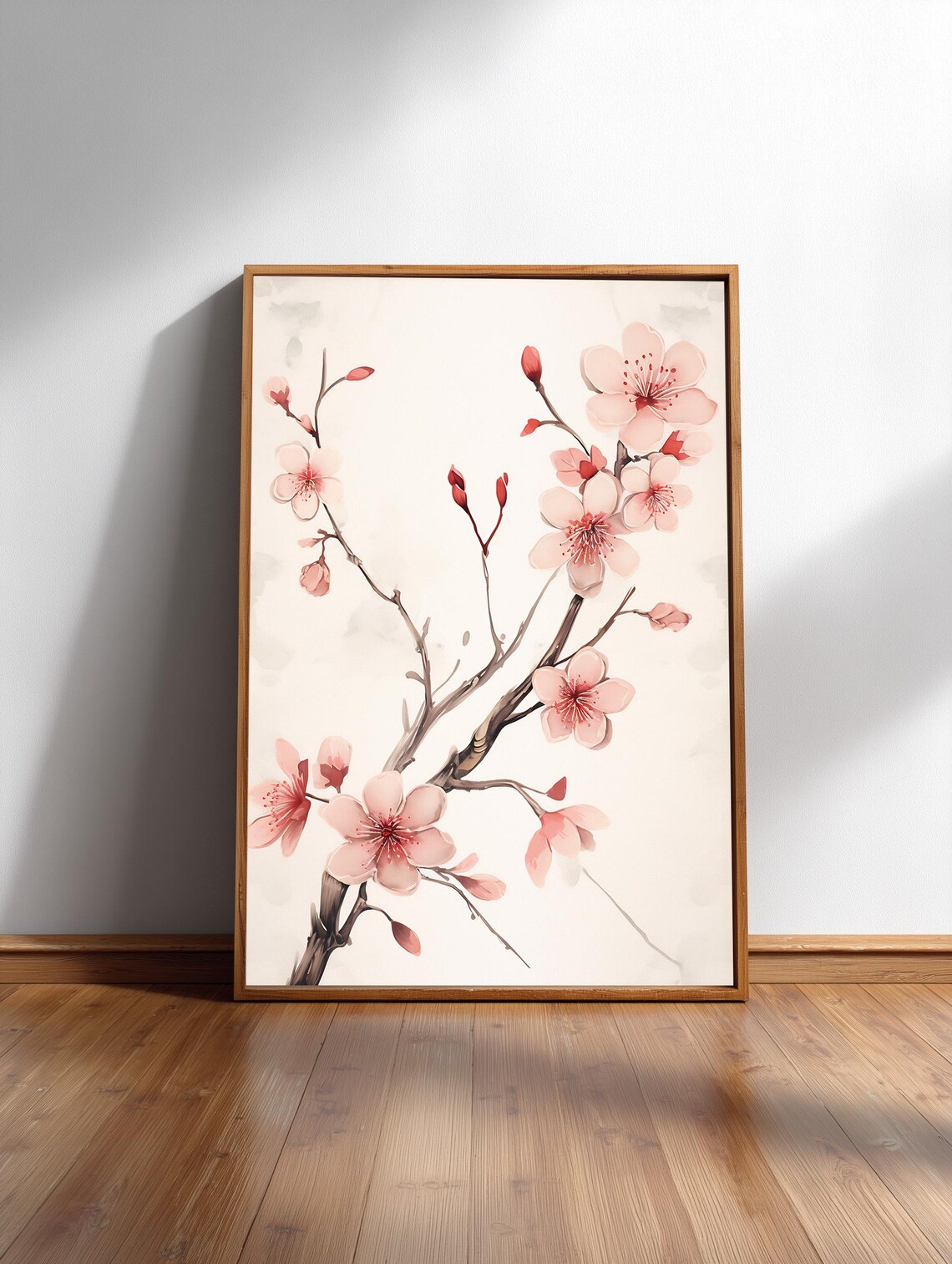 Cherry Blossom Japandi Ink Art Print