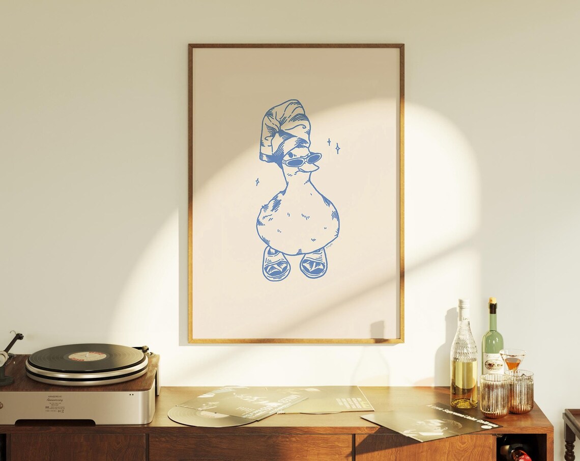 Vintage Duck In Slippers Bathroom Wall Art Print - Image 2
