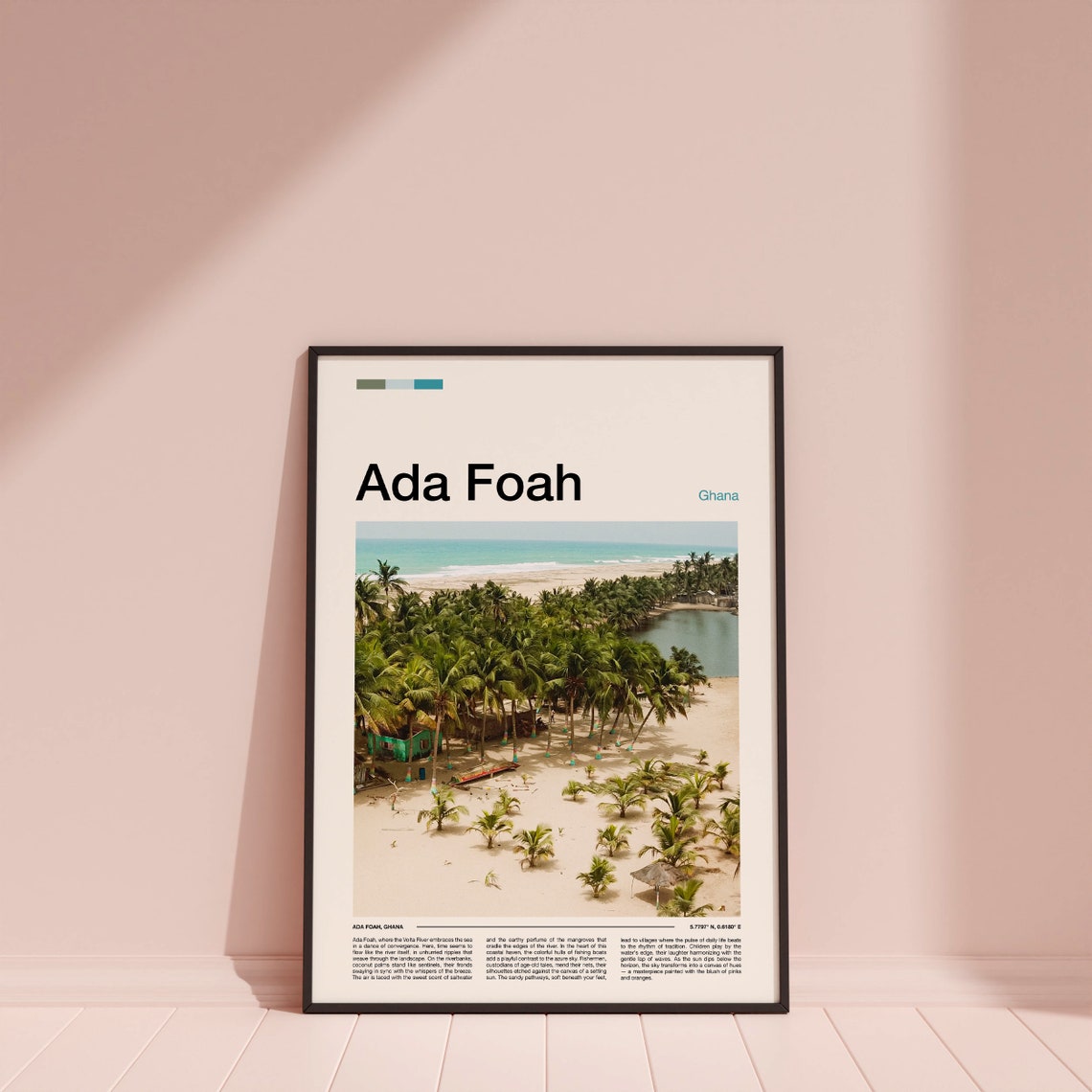 Ada Foah Ghana Palm Grove Lagoon Aerial Tropical Beach Poster - Image 4