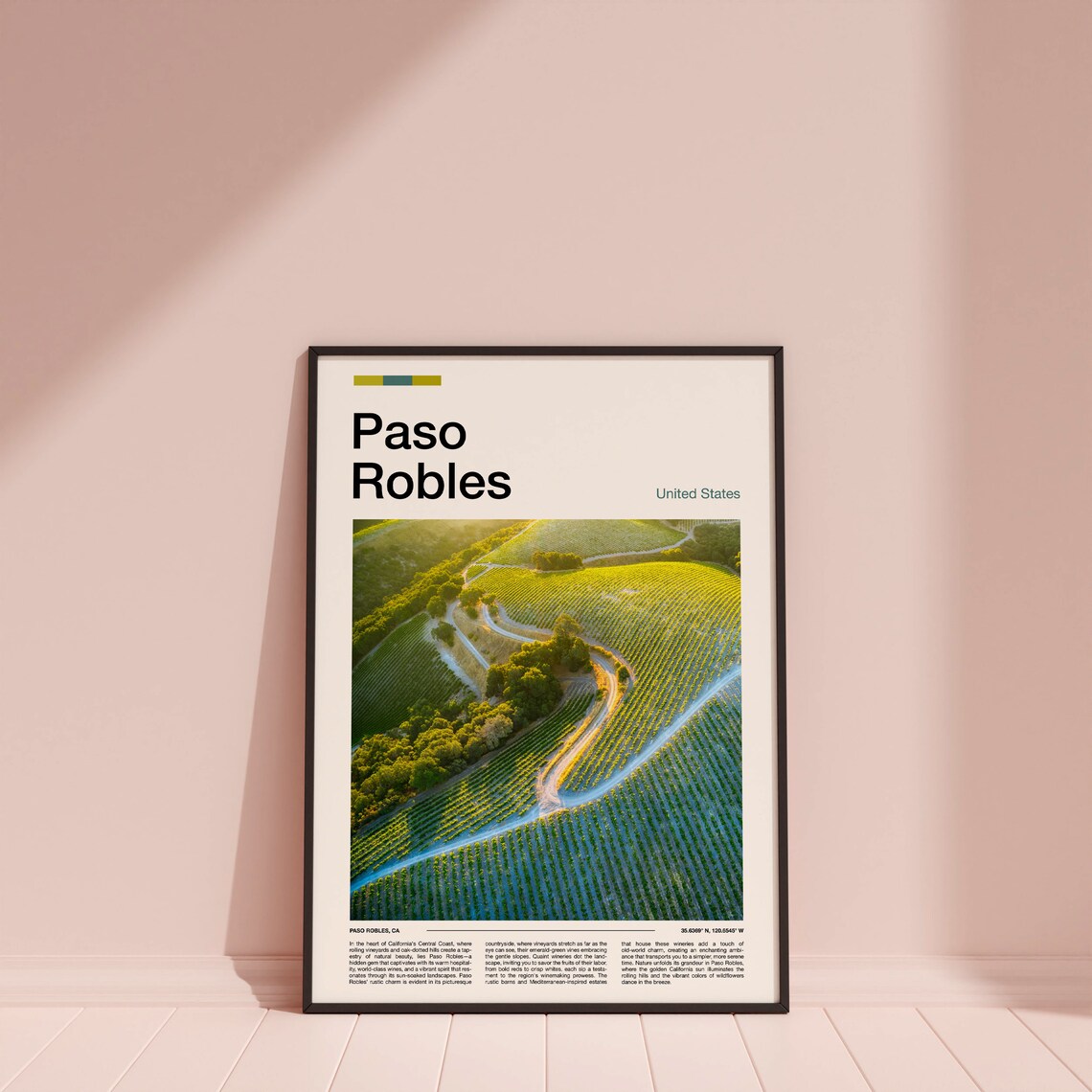 Paso Robles California Vineyard Aerial Sunset Wine Country Poster - Image 4