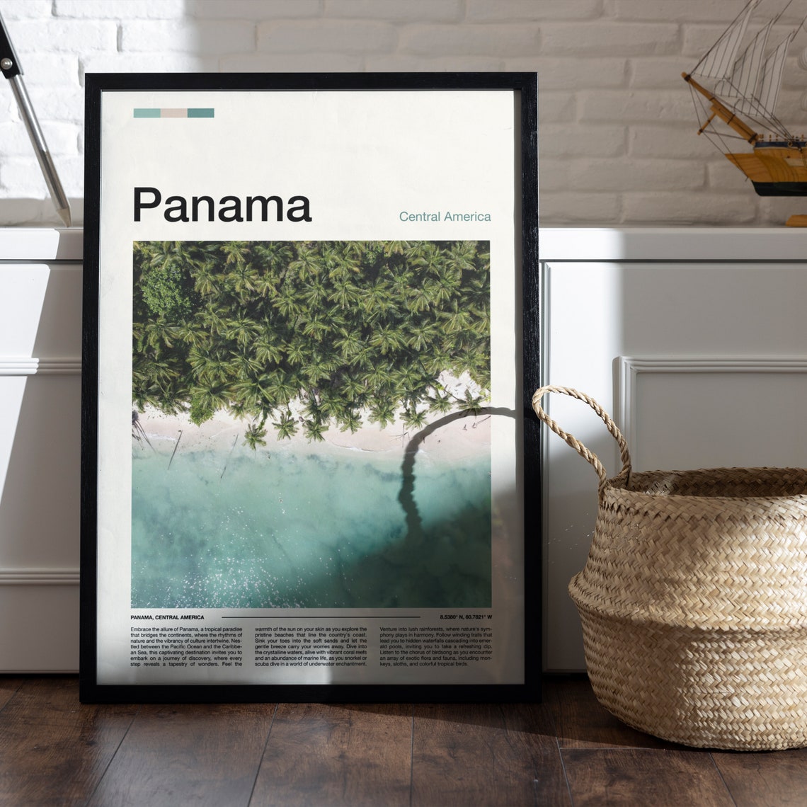 Panama Tropical Beach Aerial Palm Forest Turquoise Water Poster - Image 5
