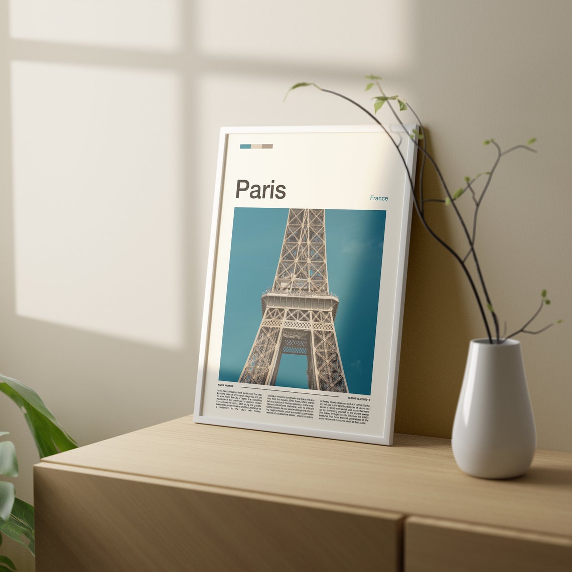 Paris France Eiffel Tower Upward View Blue Sky Landmark Poster - Image 3