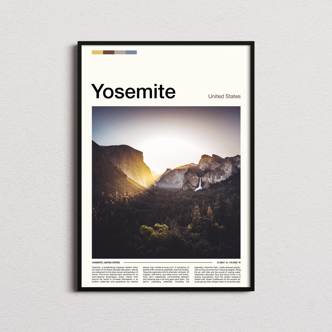 Yosemite National Park Tunnel View Sunset Granite Cliffs Travel Poster
