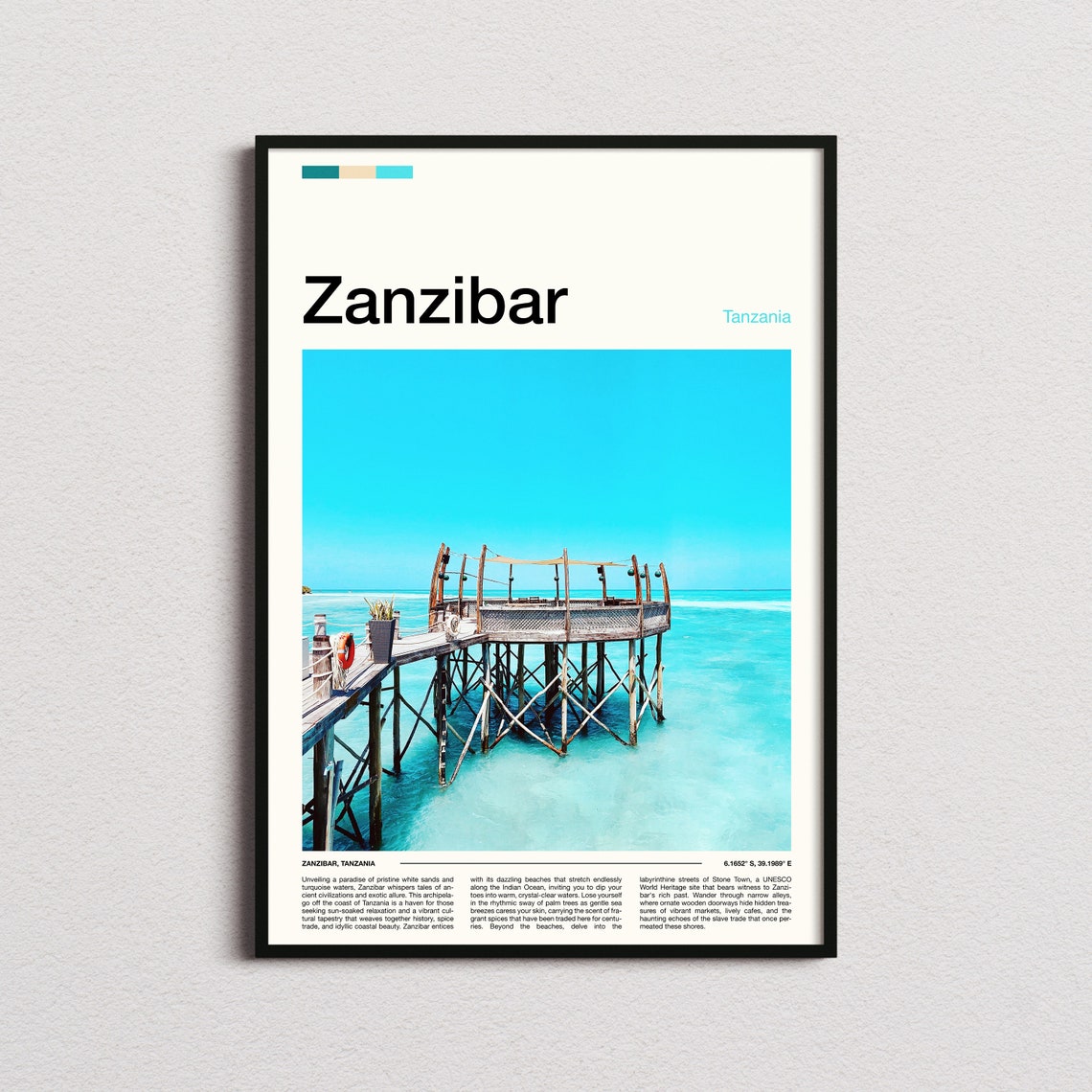 Zanzibar Tanzania Ocean Pier Overwater Platform Tropical Beach Poster