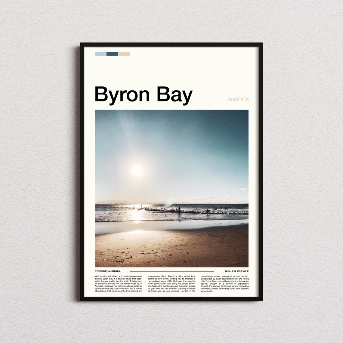 Byron Bay Australia Sunset Surf Beach Coastal Paradise Poster