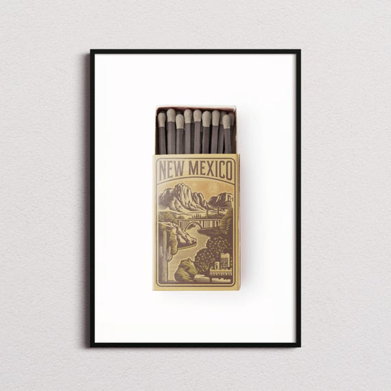 New Mexico Matchbox Print New Mexico Print New Mexico Poster New Mexico Wall Art New Mexico Art Print New Mexico Gifts
